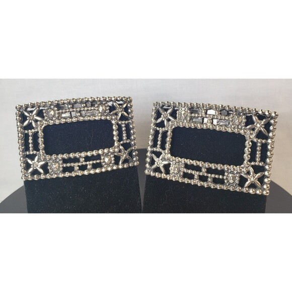 Vintage Antique1920’s ART DECO Metal Marcasite Design SHOE CLIPS signed TIP TOE - Picture 7 of 15